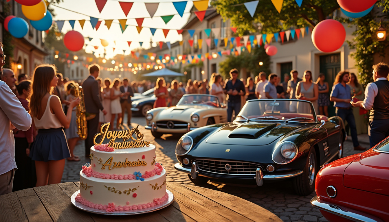 venez célébrer une fête d'anniversaire inoubliable à beaumont-le-roger ! profitez d'une ambiance festive, de rythmes entraînants et admirez des voitures d'exception dans un cadre convivial. transformez votre événement en une expérience unique et mémorable.