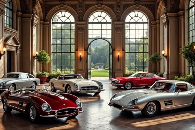 découvrez les décors enchanteurs du château d'auzebosc, où les automobiles d'exception prennent vie. plongez dans un voyage fascinant à travers le cinéma et l'histoire des voitures mythiques dans un cadre majestueux.