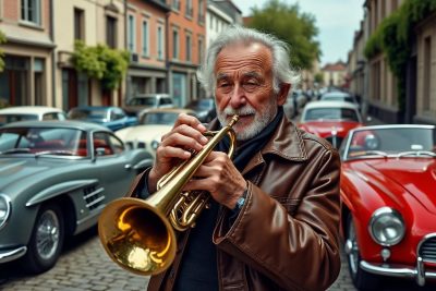 découvrez à caen l'hommage rendu à gérard goupil, trompettiste passionné et collectionneur de voitures anciennes, qui a marqué la ville par sa musique et sa passion unique.