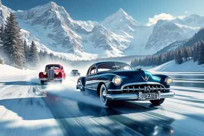 plongez au cœur de l'alpe d'huez où des voitures vintage s'affrontent dans une spectaculaire bataille sur glace alliant passion, vitesse et frissons.