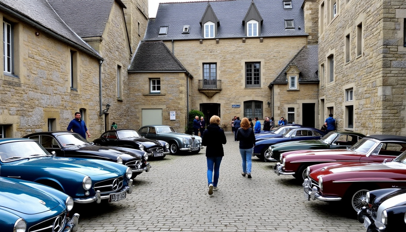 à guerlesquin, une halte de voitures anciennes fait revivre le patrimoine local et invite à découvrir la ville au fil des belles mécaniques.
