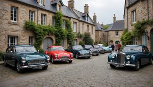 à guerlesquin, une halte de voitures anciennes fait revivre le patrimoine local et invite à découvrir des véhicules de collection dans un cadre historique.
