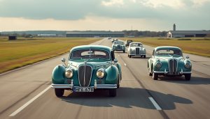 à chambley-bussières, des voitures anciennes reprennent la route sur la base aérienne pour le plaisir des passionnés et des curieux.