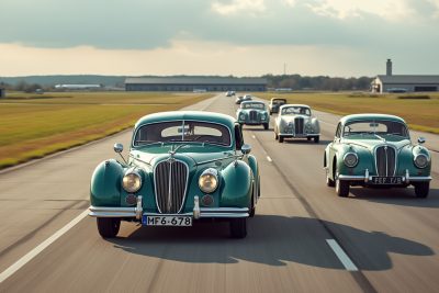 à chambley-bussières, des voitures anciennes reprennent la route sur la base aérienne pour le plaisir des passionnés et des curieux.