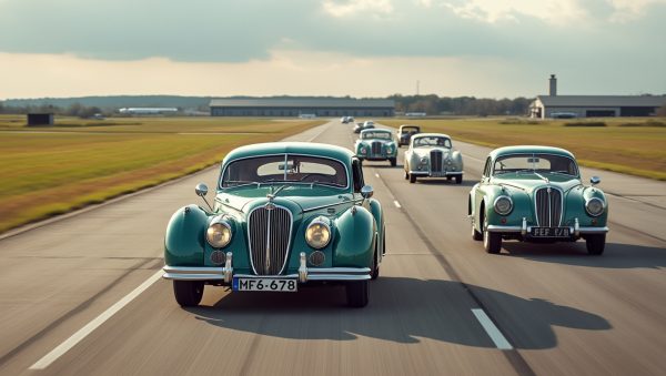 à chambley-bussières, des voitures anciennes reprennent la route sur la base aérienne pour le plaisir des passionnés et des curieux.